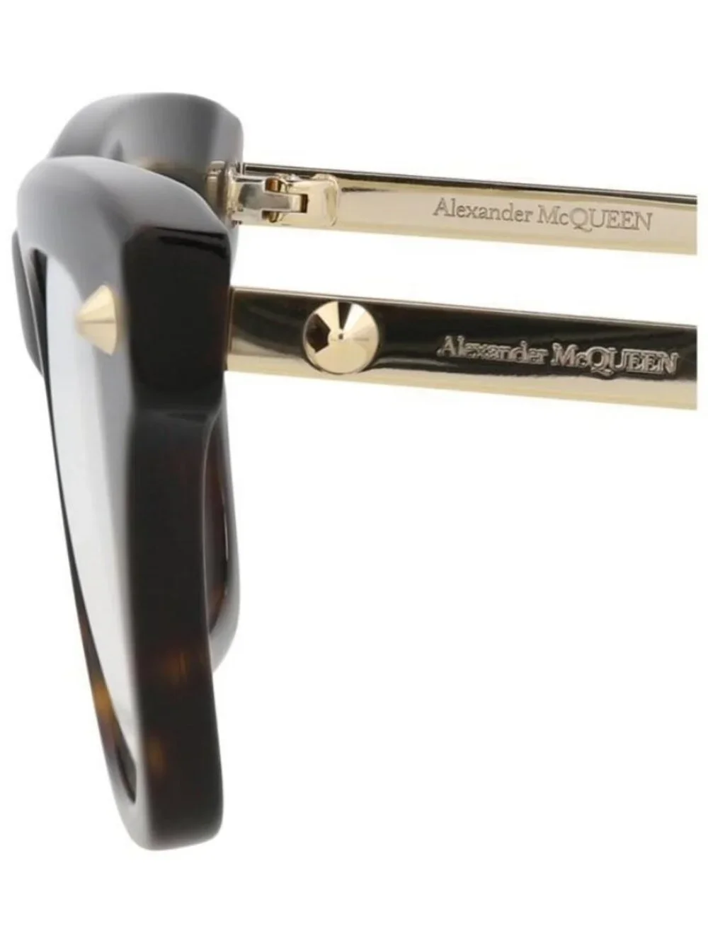 New Alexander McQueen Womens Square/Rectangle Havana Gold Transparent Fashion De